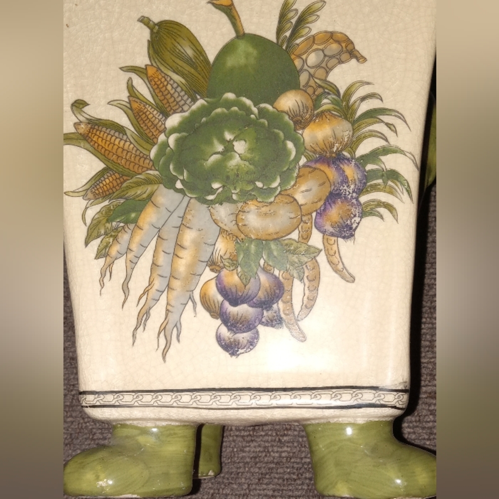 Mark Roberts Collection Fruit Motif & white shell Crackle Finish Footed Planter